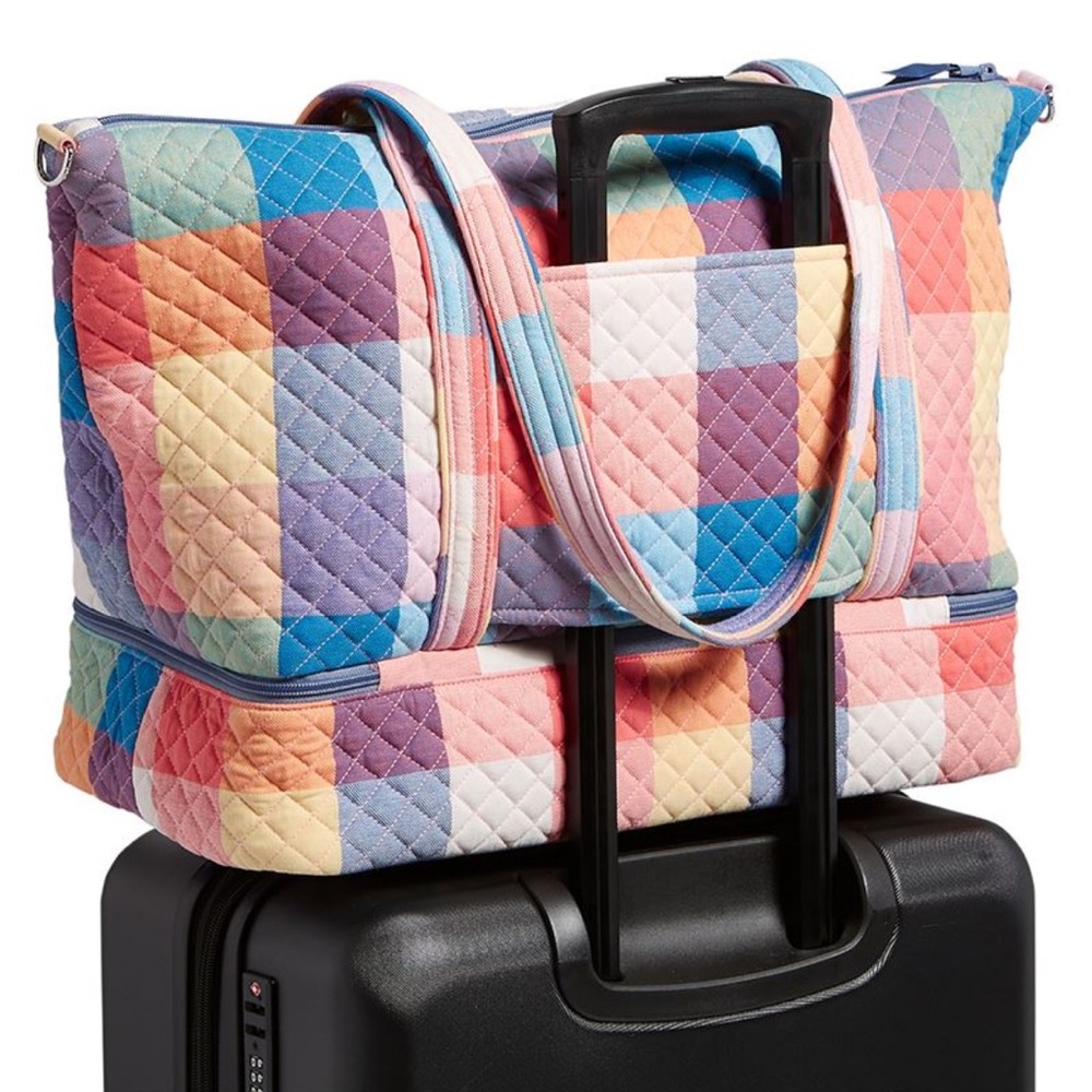 Vera Bradley Deluxe Travel Tote Tropics Plaid - Picture 2 of 7